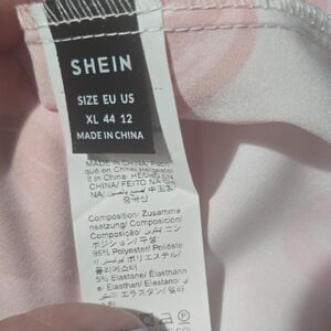 SHEIN Pink and White Patterned Blouse